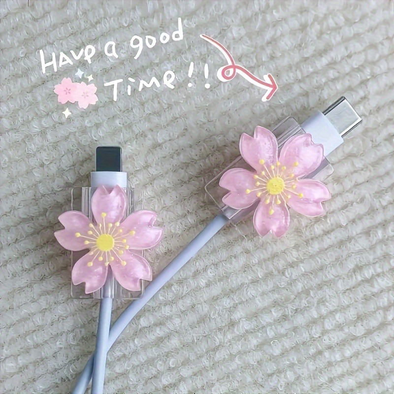 Tethering Cable Usb - 2pcs Cartoon Cable Protector Cute Flowers