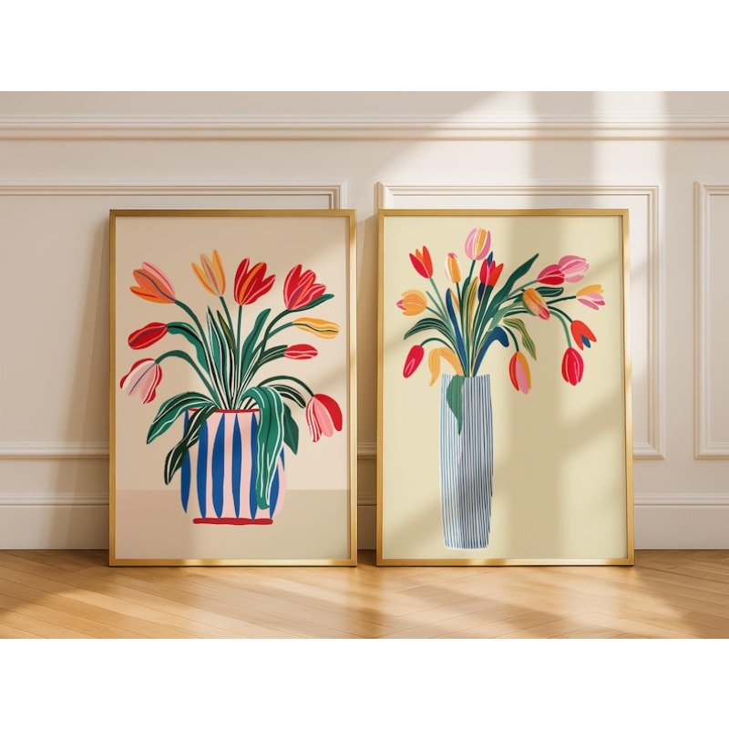 Photography Design - 2pcs Tulip Flowers Canvas Wall Art,