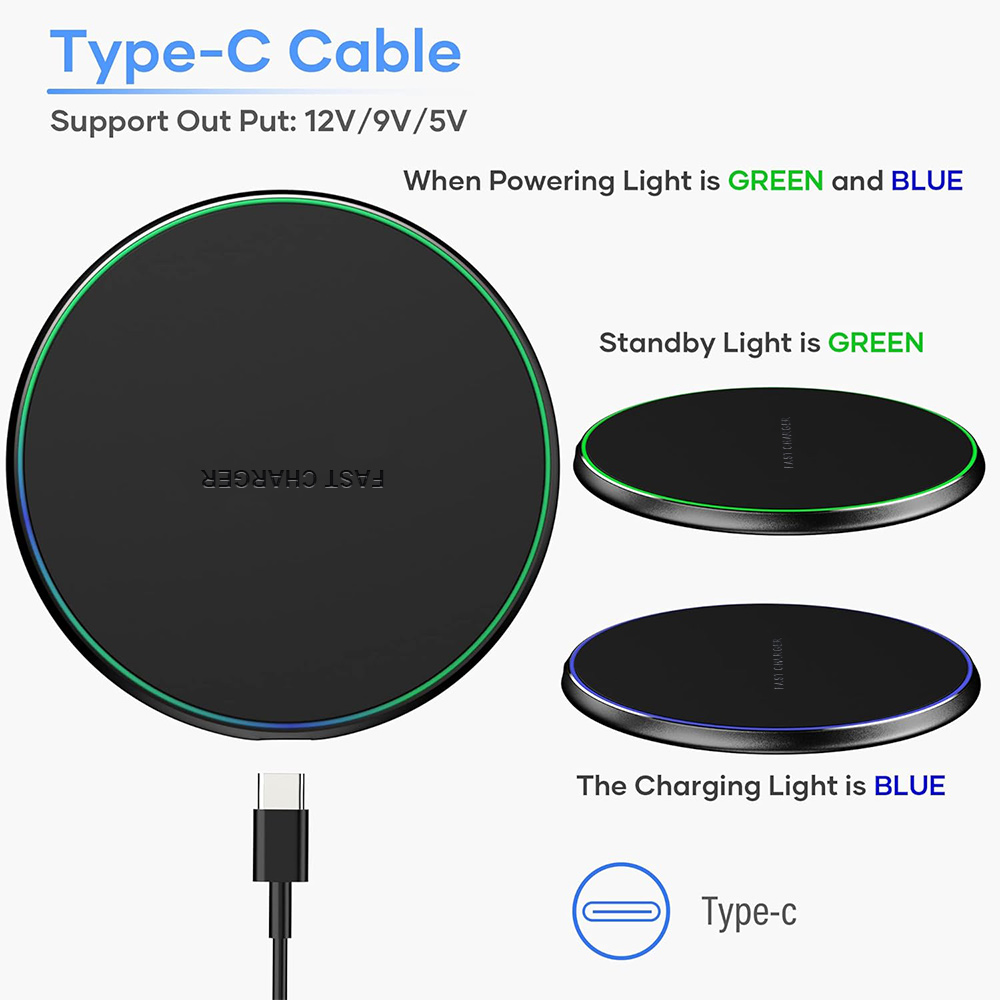 15W Fast Wireless Charger Pad  - огляд і ціна Tethering Cable Usb