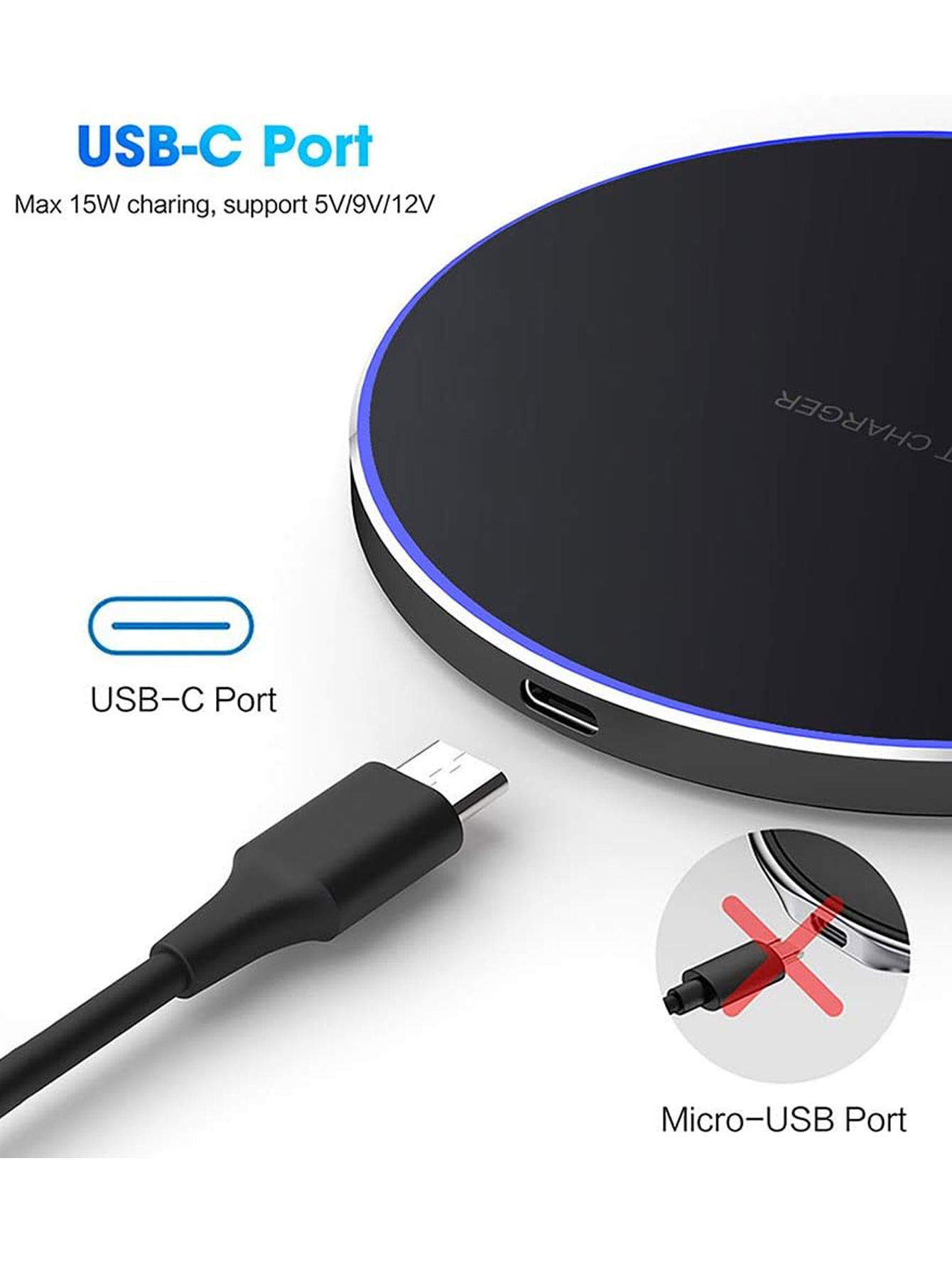 15W Fast Wireless Charger Pad  - огляд і ціна Tethering Cable Usb